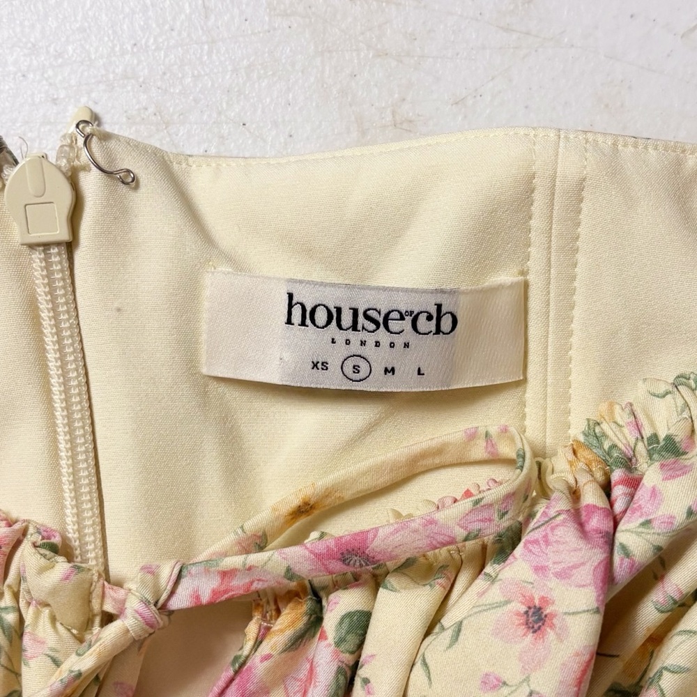 House of CB Tallulah Puff Sleeve Corset Midi Sundress in Lemon Floral - Picture 13 of 14